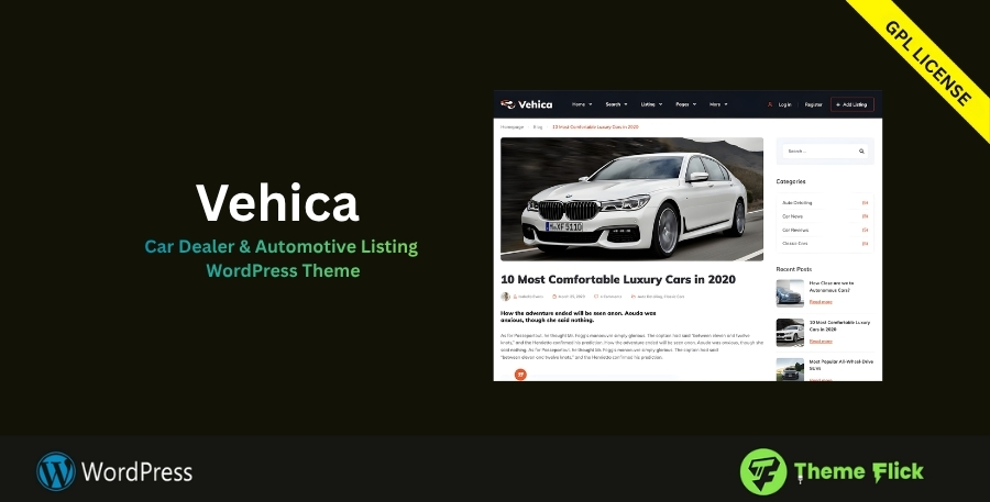 Vehica – Car Dealer & Automotive Listing WordPress Theme