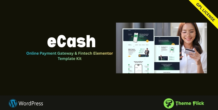eCash – Fintech & Online Payment Gateway Elementor Template Kit for Businesses