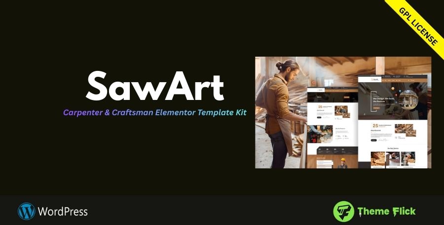 SawArt – Carpenter & Craftsman Elementor Template Kit for Woodworking & Custom Furniture Services